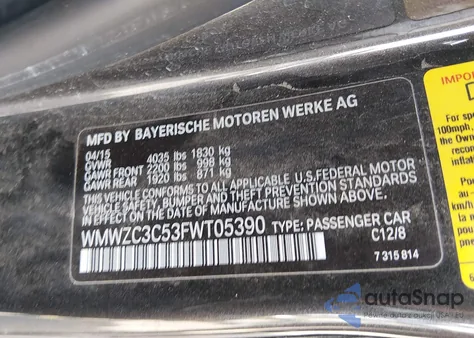 2015 Mini Countryman Cooper S из США, поврежденный, VIN WMWZC3C53FWT05390